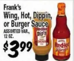 Western Beef Frank's Wing, Hot, Dippin, or Burger Sauce offer