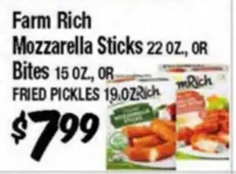 Western Beef Farm Rich Mozzarella Sticks 22 OZ., OR Bites 15 OZ., OR FRIED PICKLES 19.OZ offer