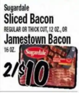 Western Beef Sugardale Sliced Bacon REGULAR OR THICK CUT, 12 OZ., OR Jamestown Bacon 16 OZ offer