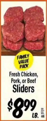 Western Beef Fresh Chicken, Pork, or Beef Sliders offer