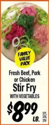 Western Beef Fresh Beef, Pork or Chicken Stir Fry WITH VEGETABLES offer