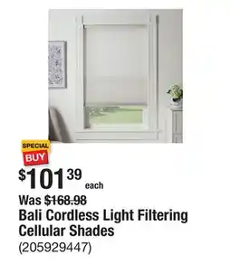 The Home Depot Bali Cordless Light Filtering Cellular Shades offer