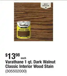 The Home Depot Varathane 1 qt. Dark Walnut Classic Interior Wood Stain offer
