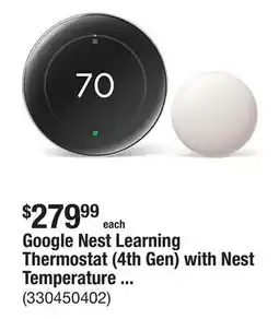 The Home Depot Google Nest Learning Thermostat (4th Gen) with Nest Temperature Sensor (2nd Gen) - Polished Silver offer