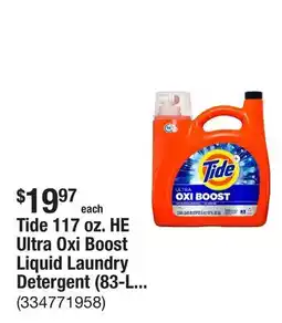 The Home Depot Tide 117 oz. HE Ultra Oxi Boost Liquid Laundry Detergent (83-Loads) offer