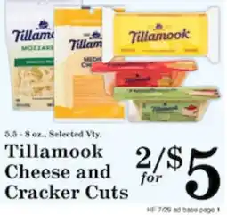 Harvest Foods Tillamook Cheese and Cracker Cuts offer