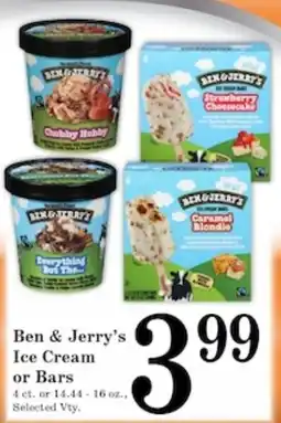 Harvest Foods Ben & Jerry's Ice Cream or Bars offer