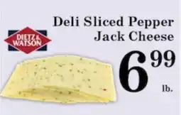 Harvest Foods Dietz & Watson deli sliced pepper jack cheese offer