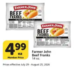 Albertsons Farmer John Beef Franks offer