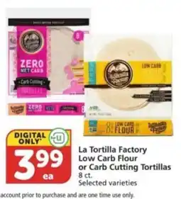 Albertsons La Tortilla Factory Low Carb Flour or Carb Cutting Tortillas offer