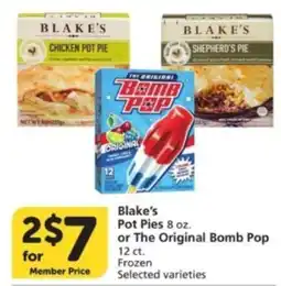 Albertsons Blake's Pot Pies or The Original Bomb Pop offer