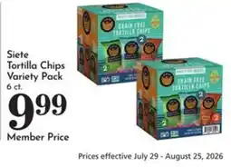 Pavilions Siete tortilla chips variety pack offer