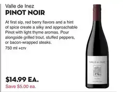 Bristol Farms Valle de Inez PINOT NOIR offer
