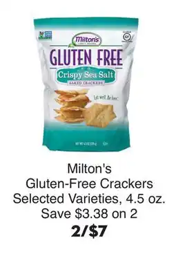 Bristol Farms Milton's Gluten-Free Crackers offer