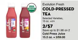 Bristol Farms Evolution Fresh COLD-PRESSED TEA offer