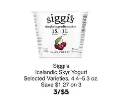 Bristol Farms Siggi's Icelandic Skyr Yogurt offer