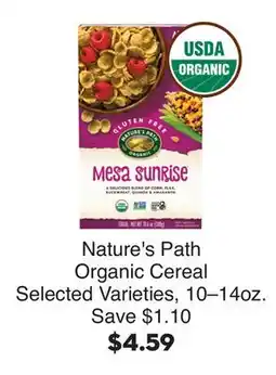Bristol Farms Nature's Path Organic Cereal offer