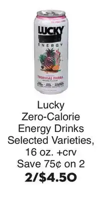 Bristol Farms Lucky Zero-Calorie Energy Drinks offer