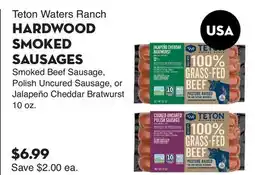 Bristol Farms Teton Waters Ranch HARDWOOD SMOKED SAUSAGES offer