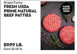 Bristol Farms FRESH USDA PRIME NATURAL BEEF PATTIES offer