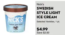 Bristol Farms Nick's SWEDISH STYLE LIGHT ICE CREAM offer