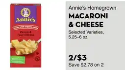 Bristol Farms Annie's Homegrown MACARONI & CHEESE offer
