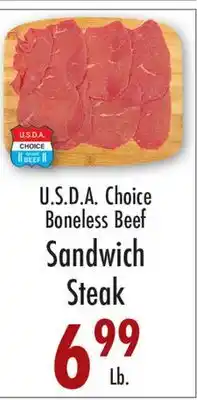 Garden Fresh Market U.S.D.A. Choice Boneless Beef Sandwich Steak offer