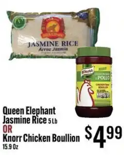 Jons International Queen Elephant Jasmine Rice or Knorr Chicken Bouillon offer