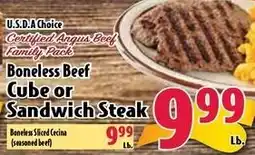 Butera U.S.D.A Choice Certified Angus Beef Family Pack Boneless Beef Cube or Sandwich Steak offer