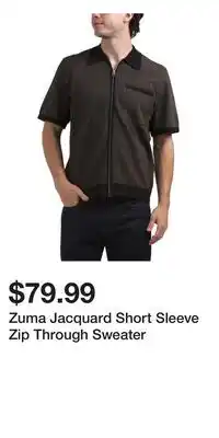 TJ Maxx Zuma Jacquard Short Sleeve Zip Through Sweater offer