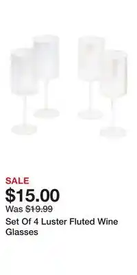 TJ Maxx Set Of 4 Luster Fluted Wine Glasses offer