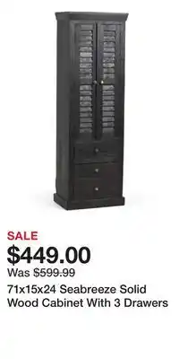 TJ Maxx 71x15x24 Seabreeze Solid Wood Cabinet With 3 Drawers offer