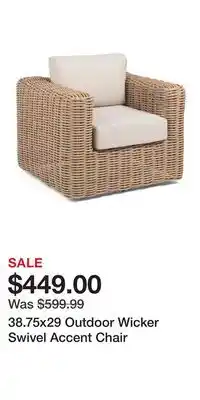 TJ Maxx 38.75x29 Outdoor Wicker Swivel Accent Chair offer