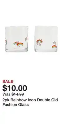 TJ Maxx 2pk Rainbow Icon Double Old Fashion Glass offer