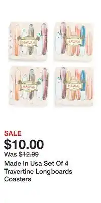 TJ Maxx Made In Usa Set Of 4 Travertine Longboards Coasters offer