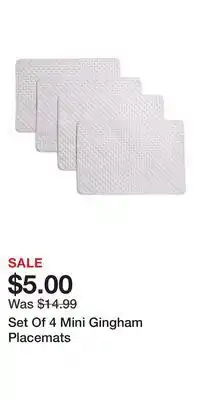 TJ Maxx Set Of 4 Mini Gingham Placemats offer