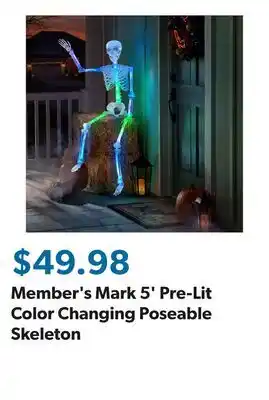 Sam's Club Member's Mark 5' Pre-Lit Color Changing Poseable Skeleton offer