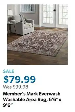 Sam's Club Member's Mark Everwash Washable Area Rug, 6'6x 9'6 offer