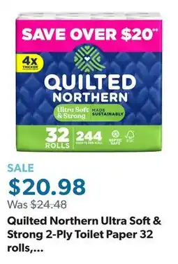 Sam's Club Quilted Northern Ultra Soft & Strong 2-Ply Toilet Paper 32 rolls, 244 sheets/roll offer