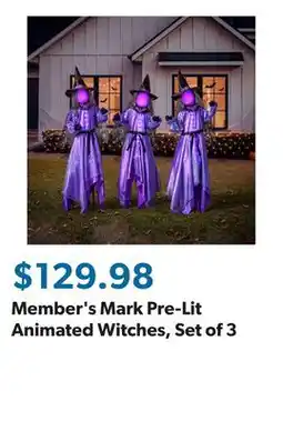 Sam's Club Member's Mark Pre-Lit Animated Witches, Set of 3 offer