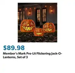Sam's Club Member's Mark Pre-Lit Flickering Jack-O-Lanterns, Set of 3 offer