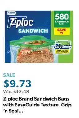 Sam's Club Ziploc Brand Sandwich Bags with EasyGuide Texture, Grip 'n Seal Technology, 580 ct offer