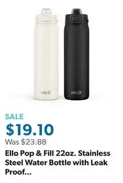 Sam's Club Ello Pop & Fill 22oz. Stainless Steel Water Bottle with Leak Proof Locking Lid, 2-Pack offer