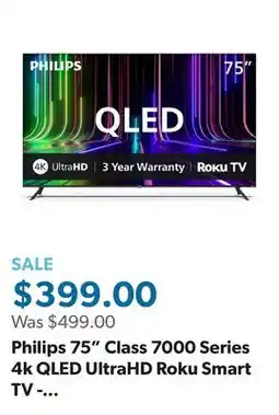 Sam's Club Philips 75 Class 7000 Series 4k QLED UltraHD Roku Smart TV - 75PQL7636/F7 offer