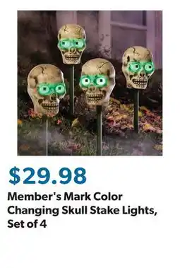 Sam's Club Member's Mark Color Changing Skull Stake Lights, Set of 4 offer