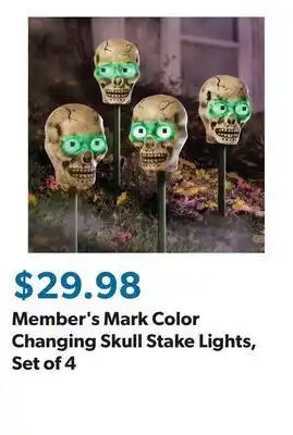 Sam's Club Member's Mark Color Changing Skull Stake Lights, Set of 4 offer