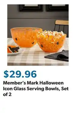 Sam's Club Member's Mark Halloween Icon Glass Serving Bowls, Set of 2 offer