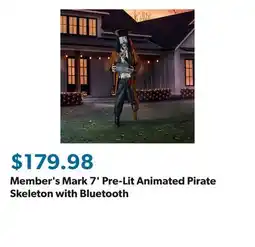 Sam's Club Member's Mark 7' Pre-Lit Animated Pirate Skeleton with Bluetooth offer