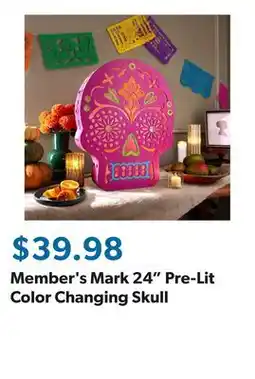 Sam's Club Member's Mark 24 Pre-Lit Color Changing Skull offer