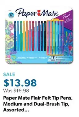Sam's Club Paper Mate Flair Felt Tip Pens, Medium and Dual-Brush Tip, Assorted Colors, 17 Count offer